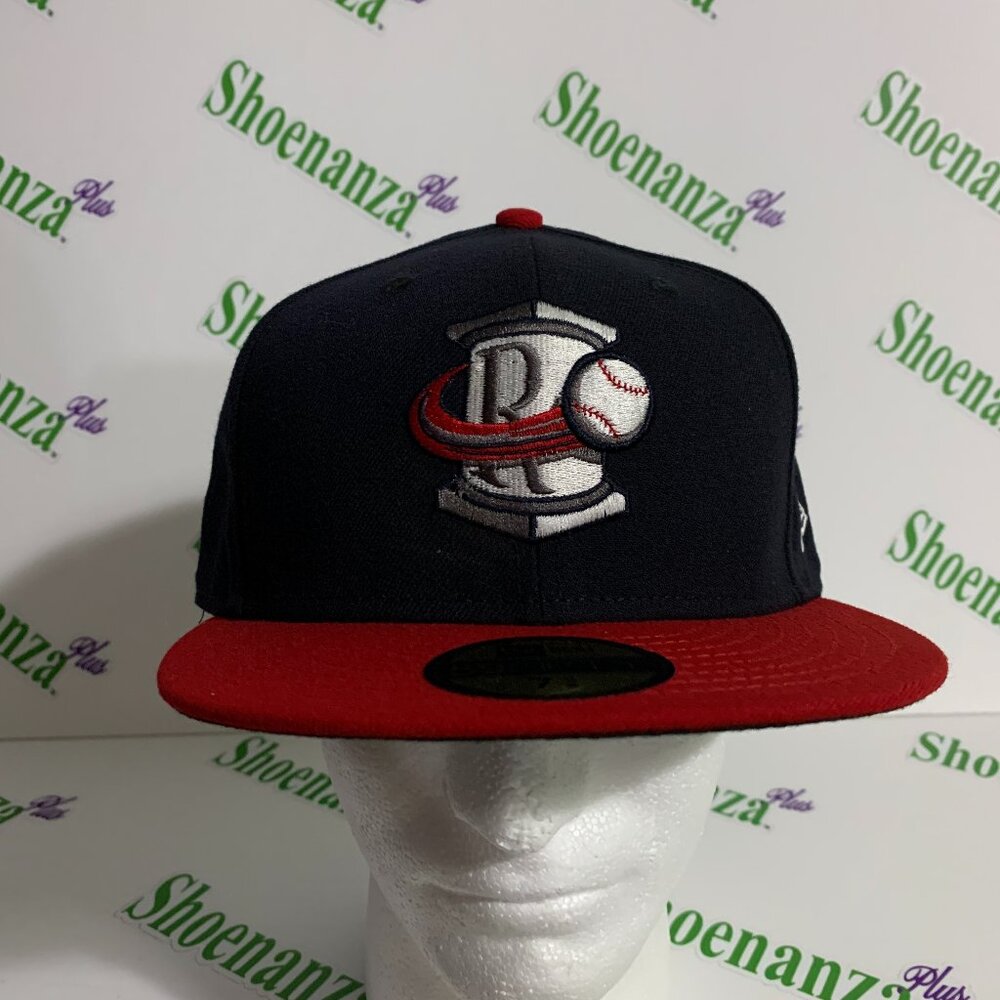 New Era 59Fifty Hat MiLB Rome Braves Baseball Fitted Cap Navy Blue Red 7 5/8